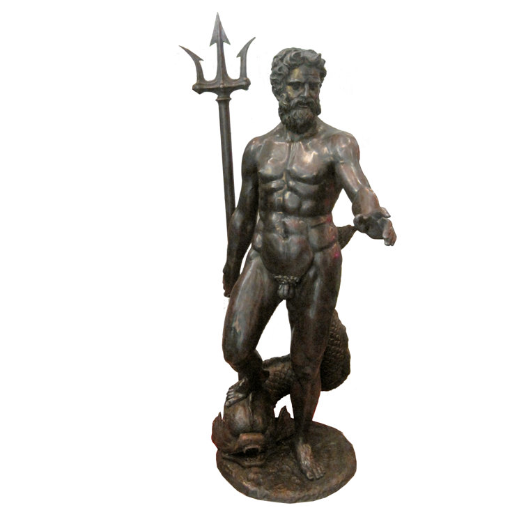 Metropolitan Galleries Bronze Neptune with Trident Statue Perigold